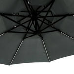 3m Double-top Cantilever Parasol,outdoor Parasol With 8 Led Tubes, Crank Lift With Cross Base