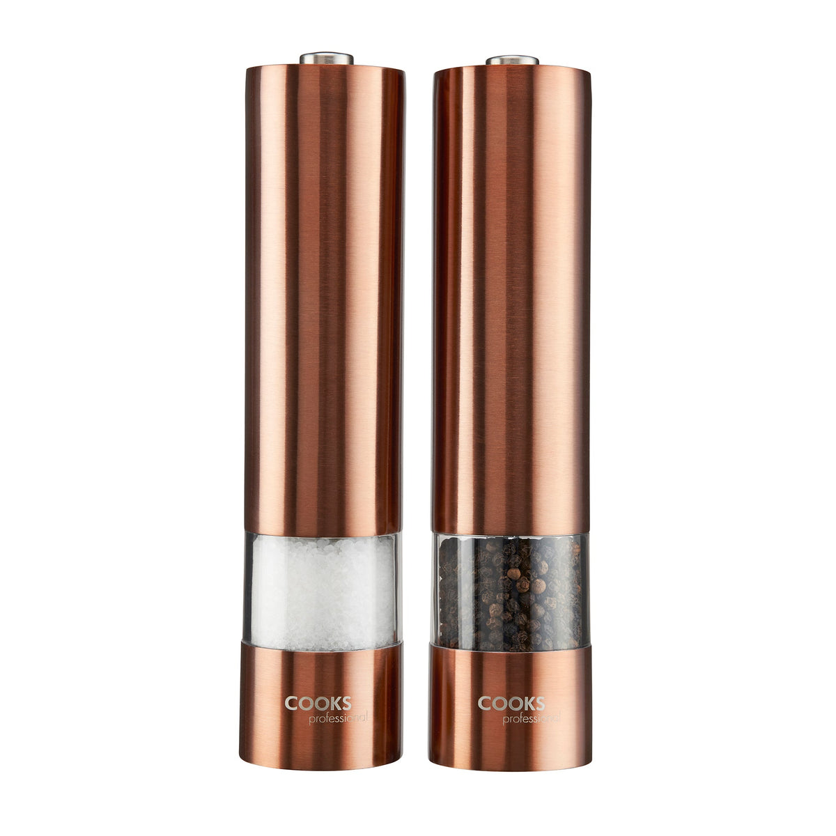 Cooks Professional Stainless Steel Electric Salt & Pepper Mill Set With Base