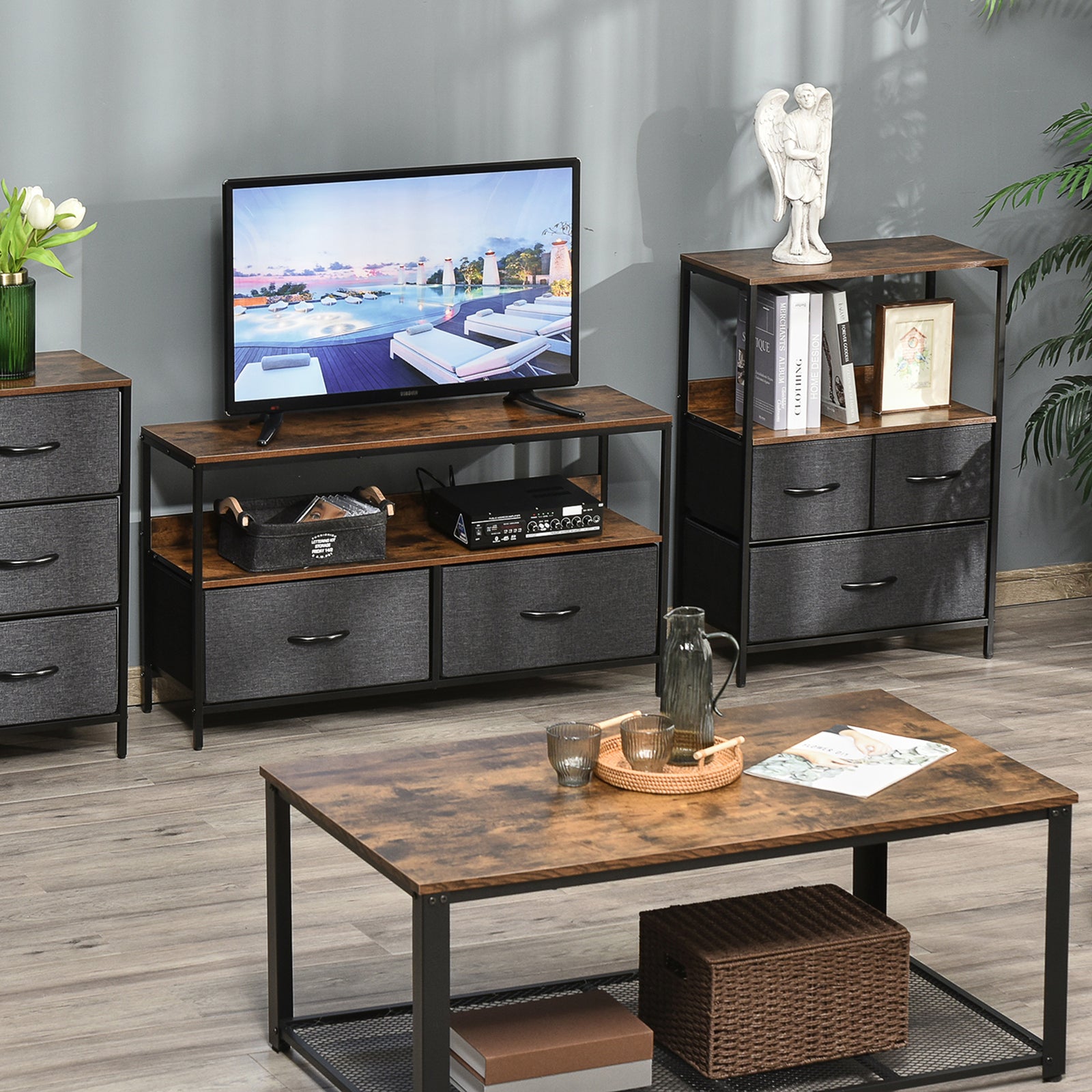 3/4 Drawer Storage Chest Unit Home Shelves Living Bedroom | Medium | Black