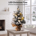 Santaco Christmas Tree Mini 49cm Snow Flocked PVC LED Tabletop Desk Xmas White