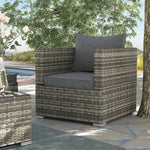 Outdoor Single Wicker Furniture Sofa W/padded Cushion Garden | Dark Gray