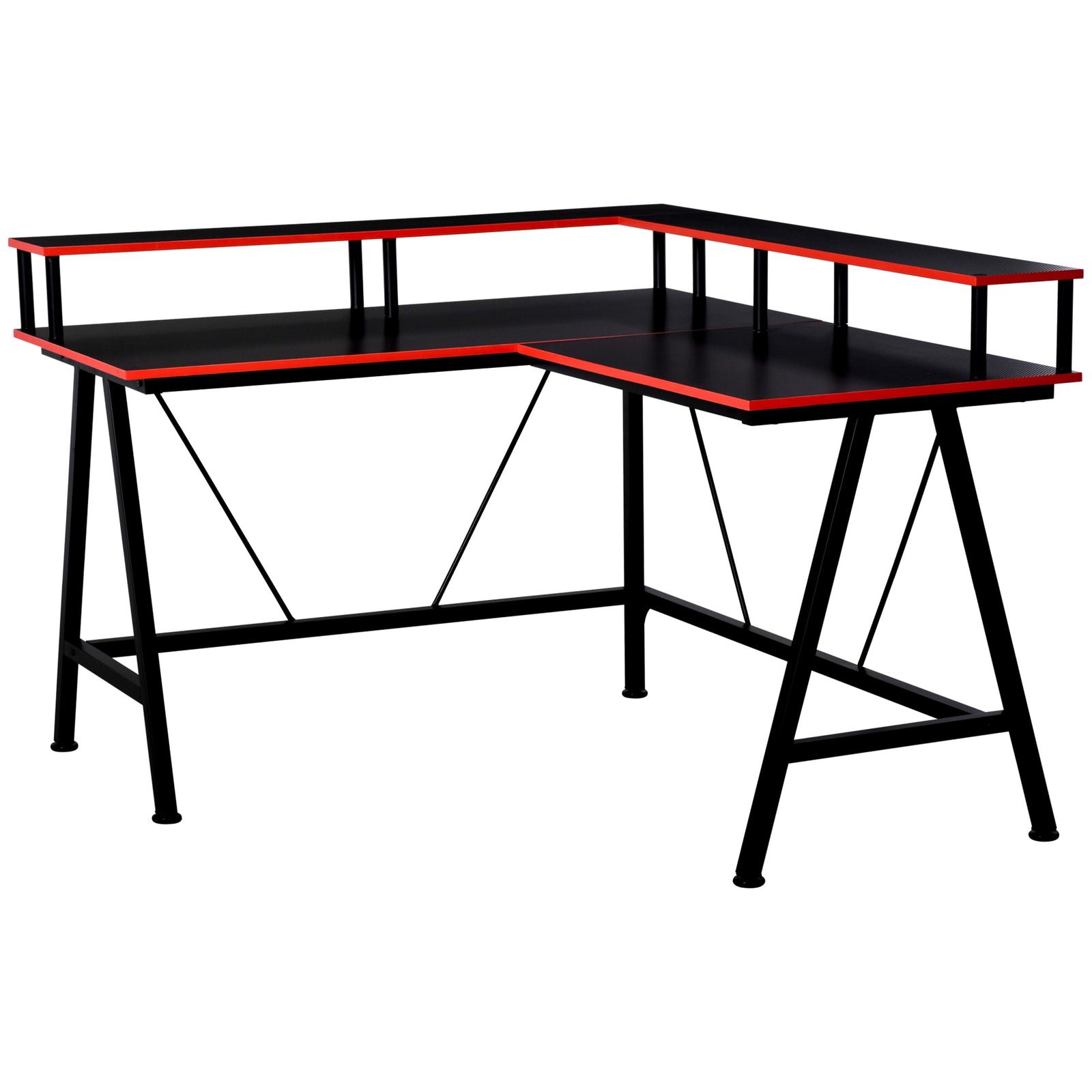 L-shape Gaming Corner Desk W/ Monitor Shelf