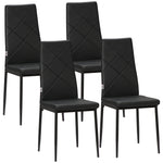 4-pieces Dining Chairs, Faux Leather Kitchen Chairs | Black