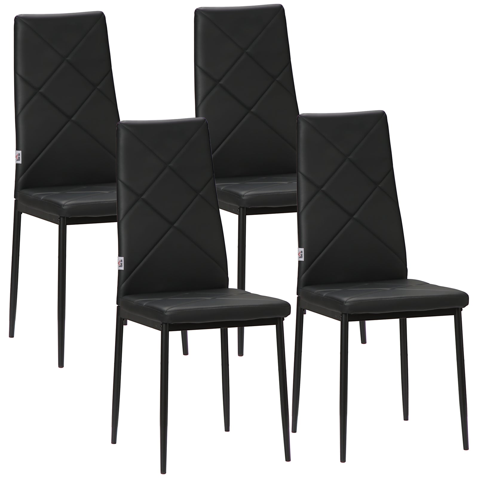 4-pieces Dining Chairs, Faux Leather Kitchen Chairs | Black