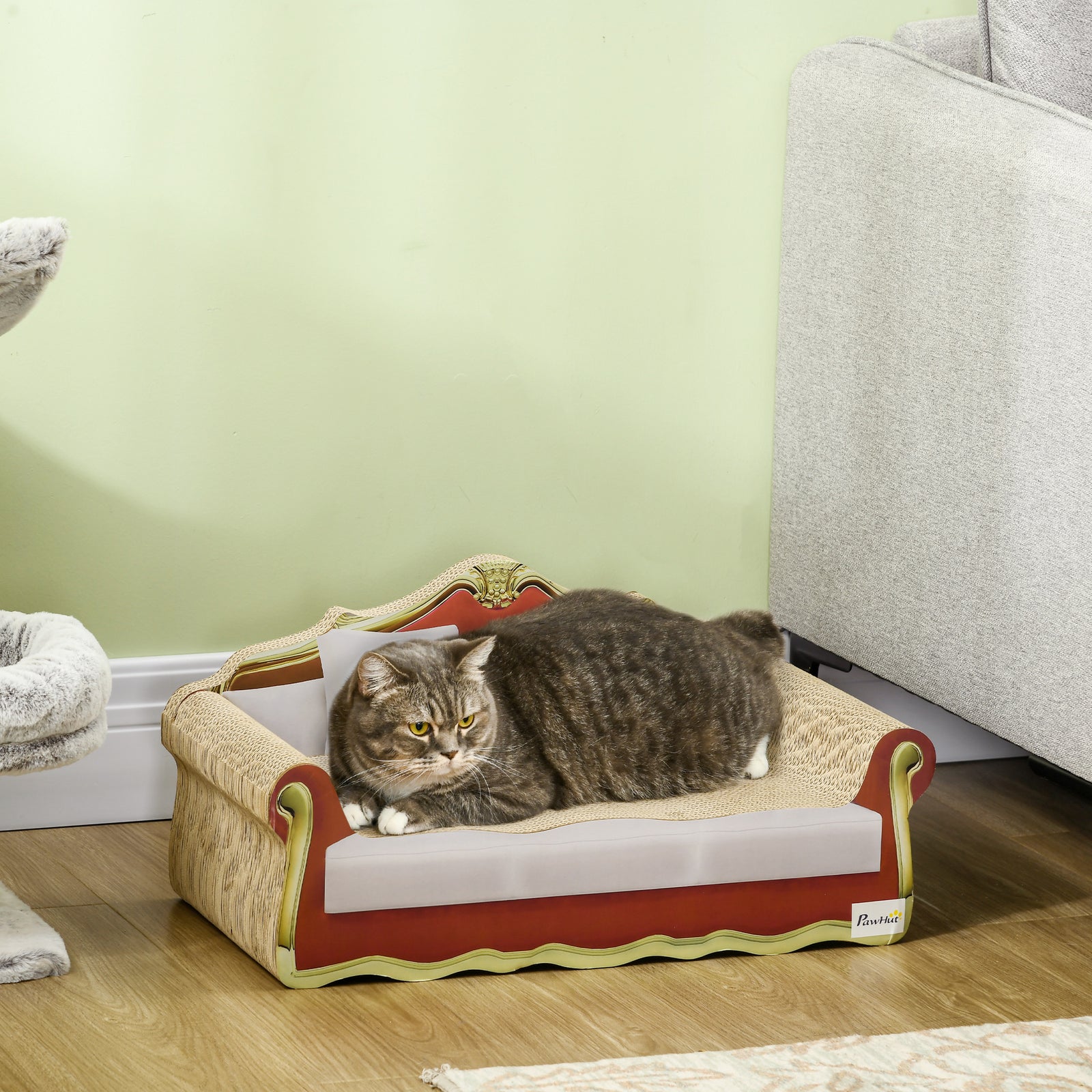 Cat Scratching Board, Cardboard Lounge Sofa With Catnip, 58 X 29.5 X 29cm