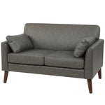 2 Seater Sofa, 132 Cm Modern Small Sofa With Solid Wood Legs | Grey