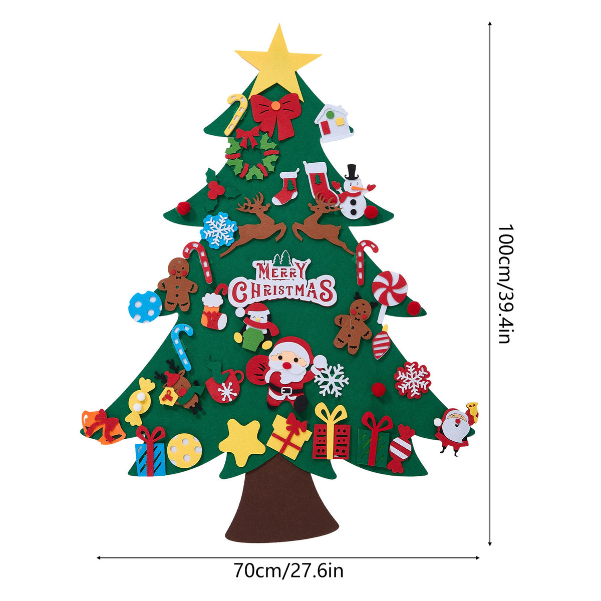 Breeins Diy Felt Christmas Tree With 41 Detachable Ornaments & Led String Lights