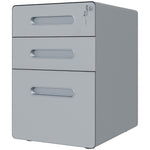 3 Drawer Modern Steel Filing Cabinet With 4 Wheels | One Size | Gray