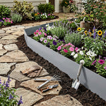 5-piece Galvanised Steel Lawn Edging Set With Serrated Edge | Grey