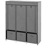 Portable Wardrobe W/ 5 Shelves 3 Fabric Drawers And 2 Rails