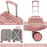 45x36x20cm Lightweight Underseat Cabin Carry On Suitcase - 100+ Airline Approved - Hard Shell Luggage - 4 Wheels - Bubble Design | Cabin | Rose Gold