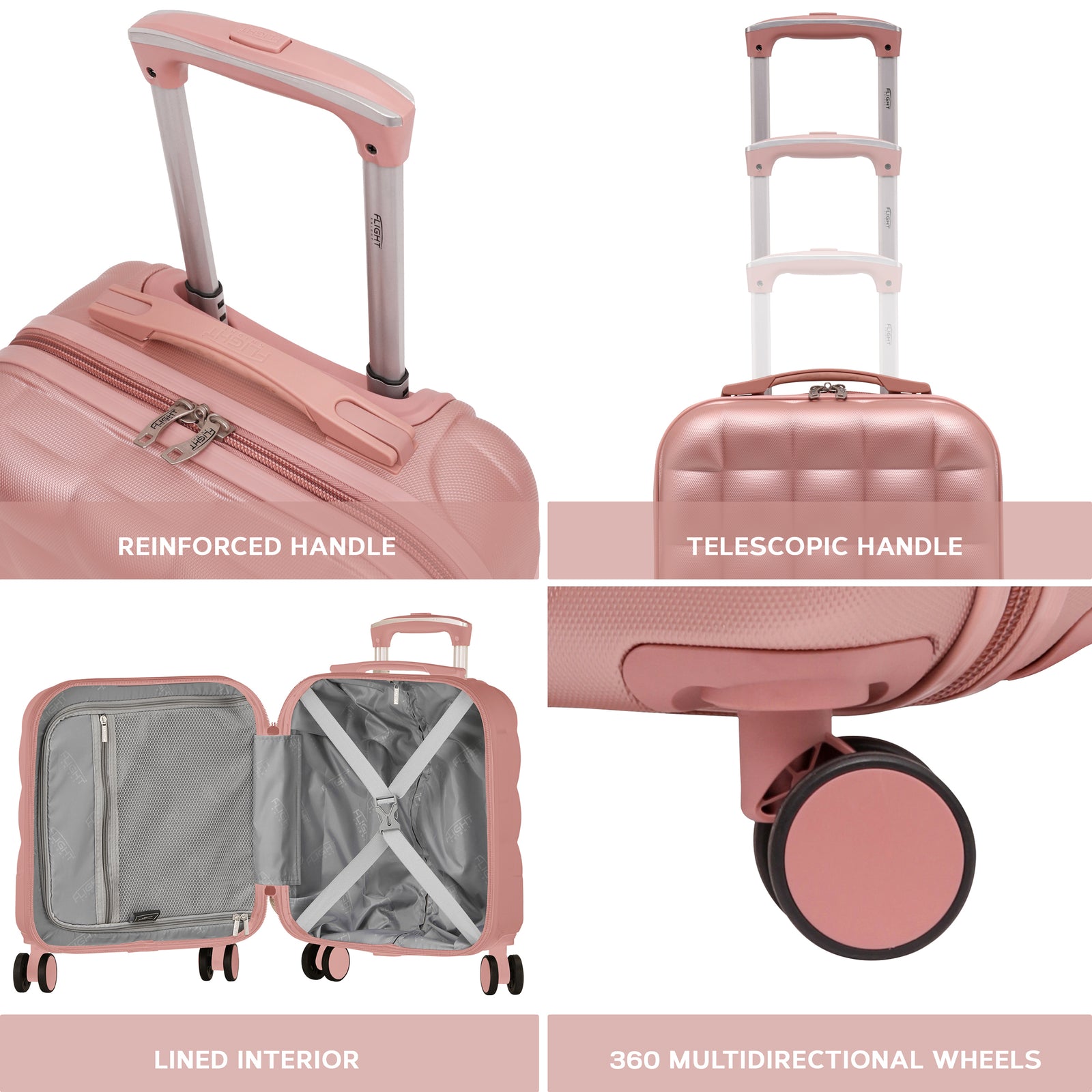 45x36x20cm Lightweight Underseat Cabin Carry On Suitcase - 100+ Airline Approved - Hard Shell Luggage - 4 Wheels - Bubble Design | Cabin | Rose Gold