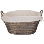 Wicker Small Wash Basket With White Cotton Lining