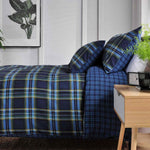 Willington Check Printed Brushed 100% Cotton Bedlinen Duvet Set | Double | Blue