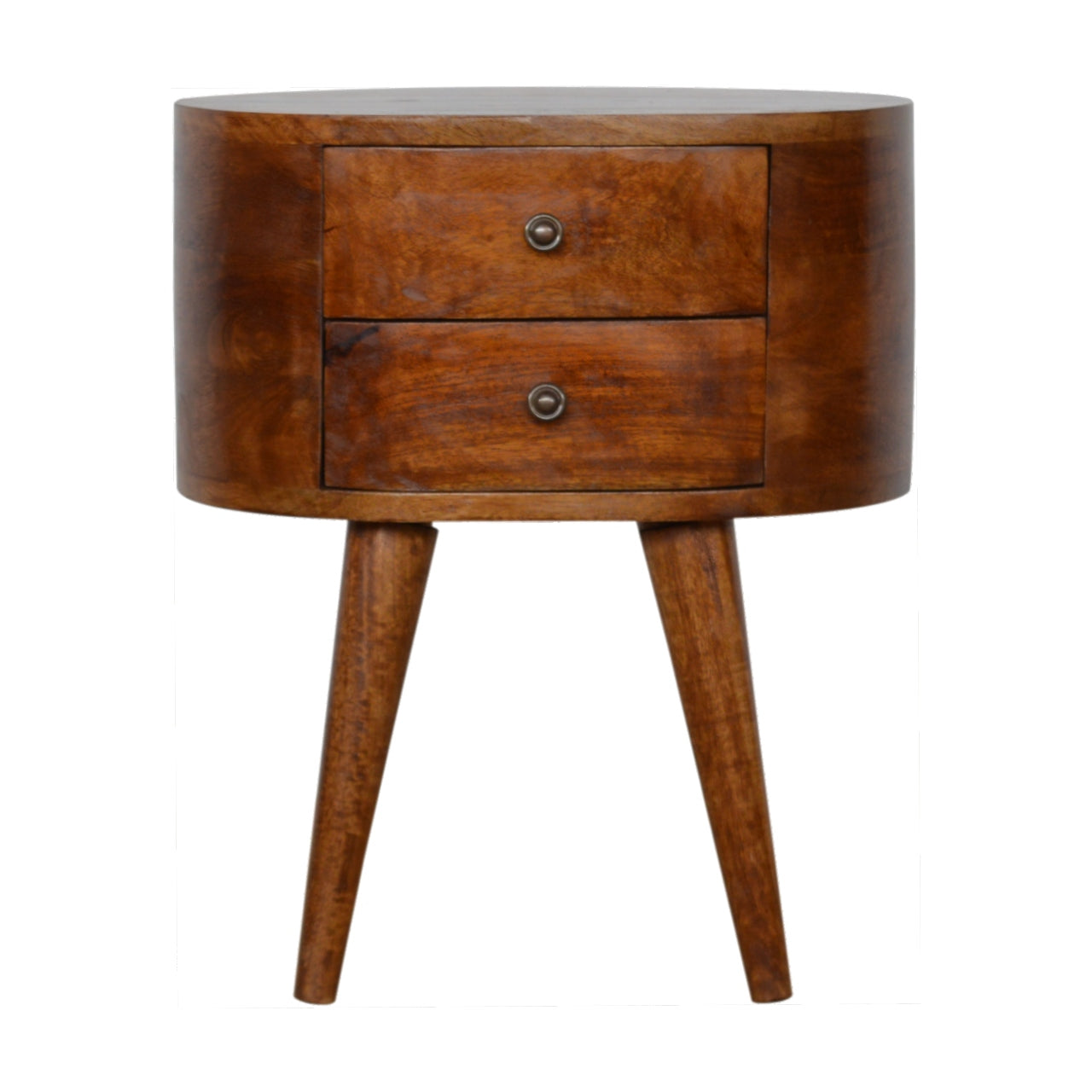 Solid Wood Chestnut Rounded Bedside Table