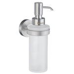 Frosted Glass 200ml Soap Dispenser With Round Wall Mount | Brushed Chrome