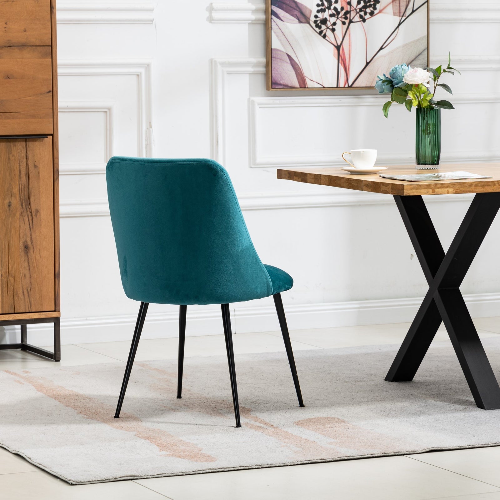 Set Of 2 Morandi Velvet Dining Chairs | Teal