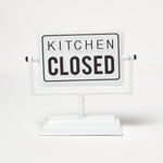 HOMESCAPES Vintage Iron Kitchen Open And Closed Sign Stand