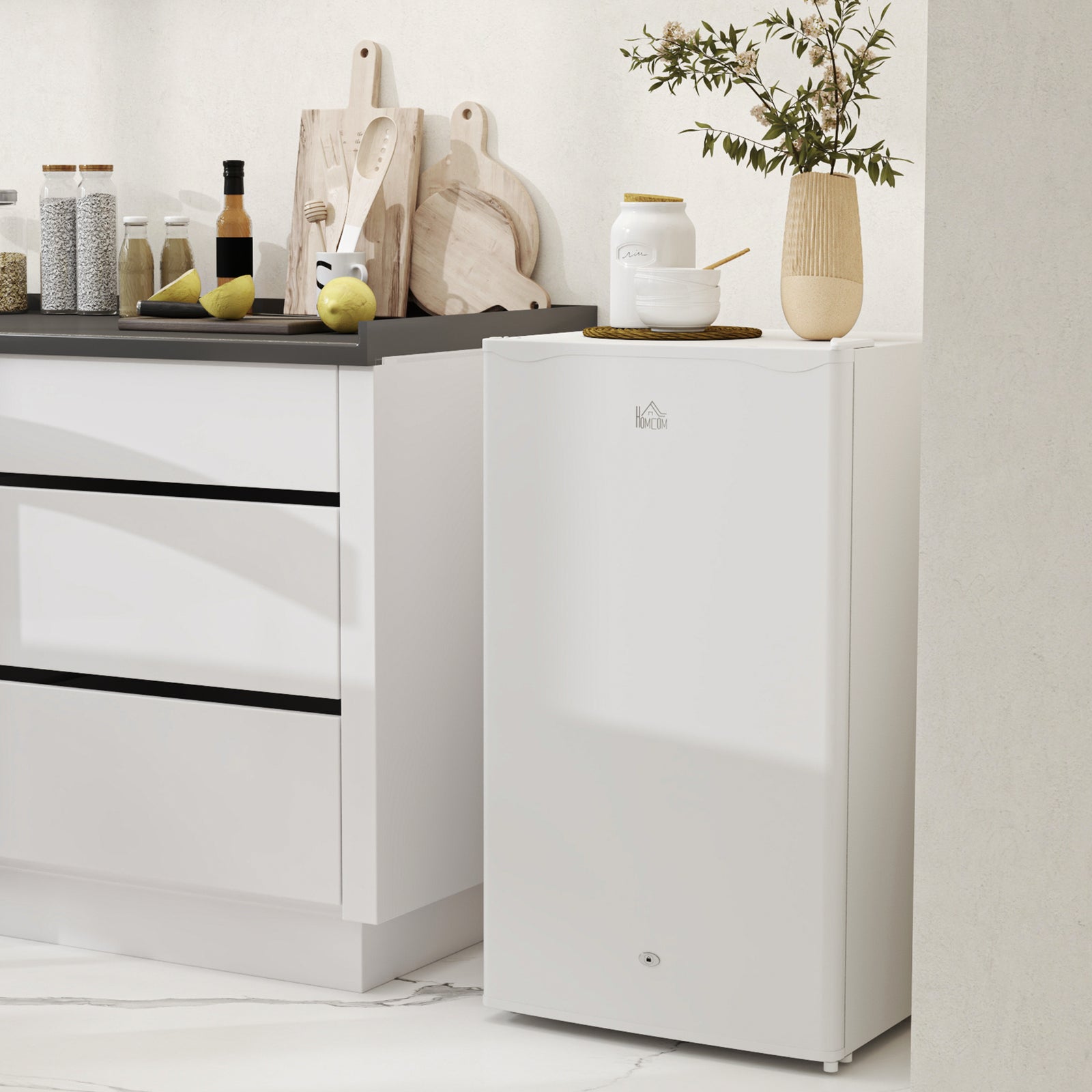 91l Freestanding Under Counter Fridge Silver With Lock | One Size | White