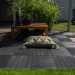 Pack Of 10 Cosmo Garden Patio Cosmopolitan Interlocking Decking Tiles | Dark Grey