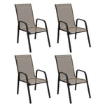 Set Of 4 Garden Dining Chairs High Back