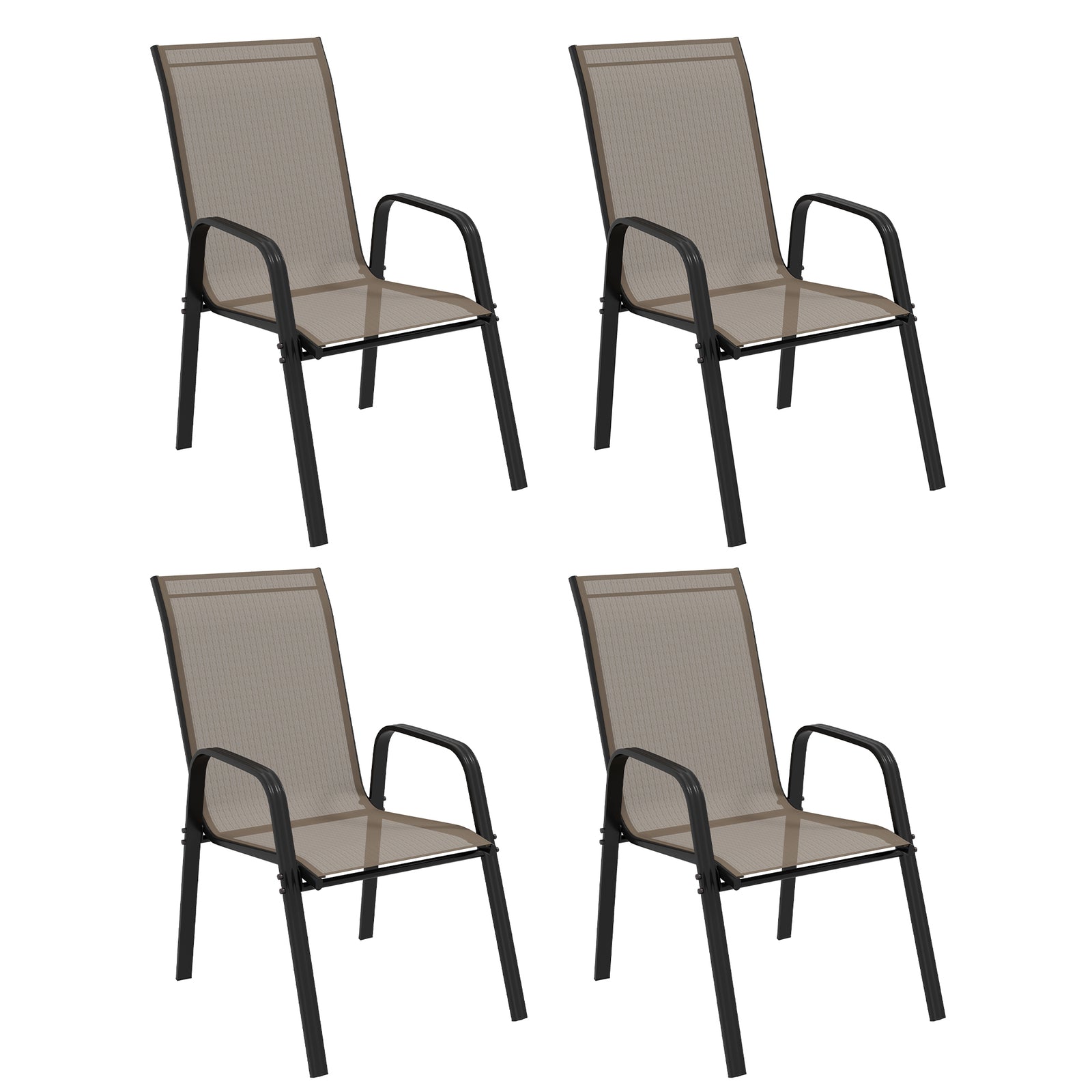 Set Of 4 Garden Dining Chairs High Back