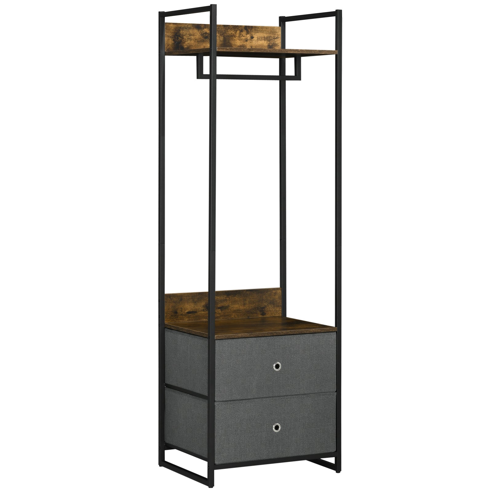Clothes Rail, Metal Coat Stand, Garment Rack 2 Fabric Drawer
