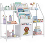 AIYAPLAY Kids Bookshelf And Toy Storage With 3-tier Sling Book Rack, White