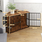 Corner Dog Crate Furniture With 2 Bowls For Small & Medium Dogs