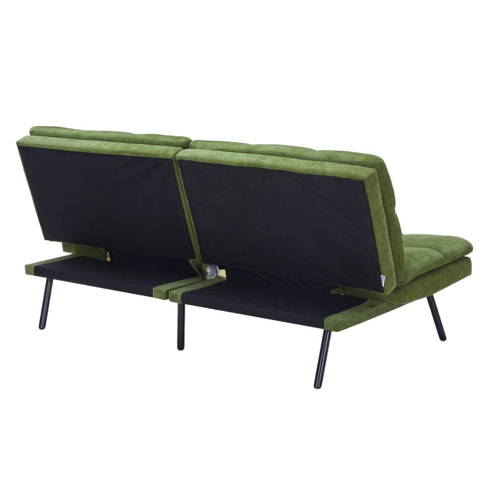 Modern Chenille Sofa Bed With Adjustable Split Backrest & Armrests, Convertible Sleeper Couch For Living Room Or Guest Room