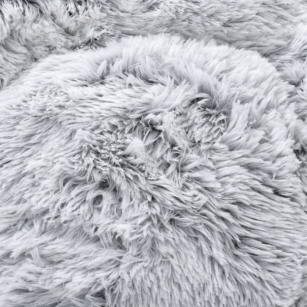 Dia 60cm Calming Donut Plush Dog Cuddler Bed Round Dog Bed | Large | Berkeley (Grey & White)
