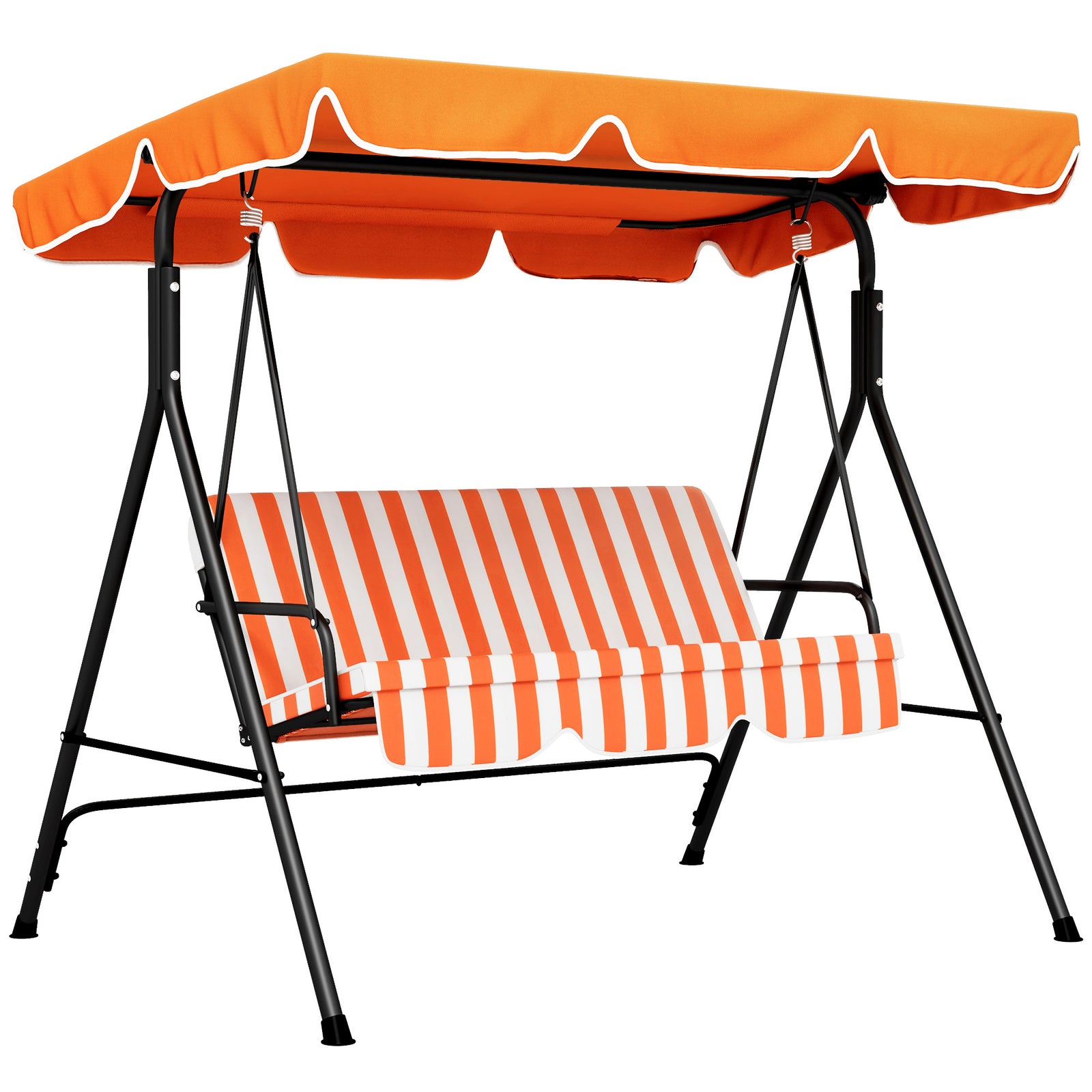 3-seat Swing Chair Garden Swing Seat W/ Adjustable Canopy | Orange