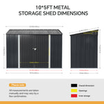 Breeins 10x5 FT Pent Roof Metal Garden Tool Storage Shed
