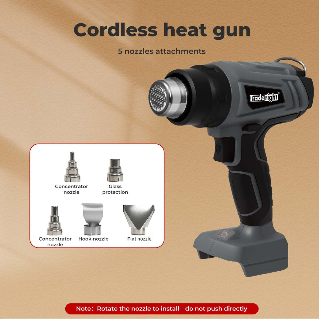 Hot Air Heat Gun Electric Cordless 21v With 5 Nozzles (no Battery) | Grey