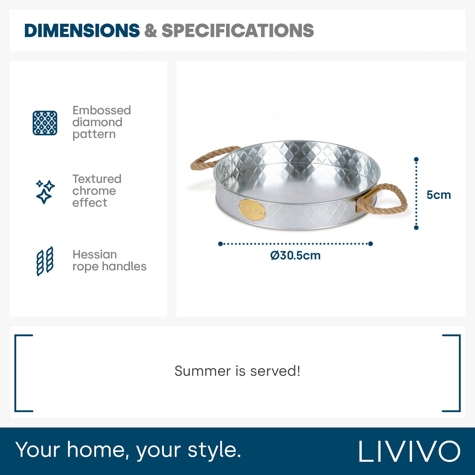 Champagne Serving Tray - Galvanised Steel