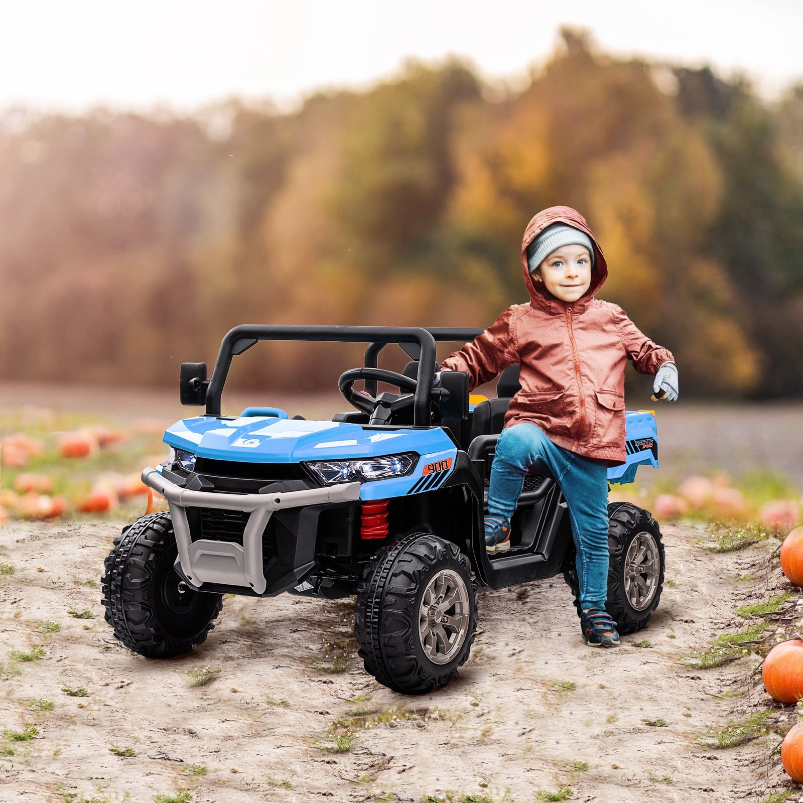 12v Two-seater Kids Electric Ride-on Car W/ Electric Bucket | Blue