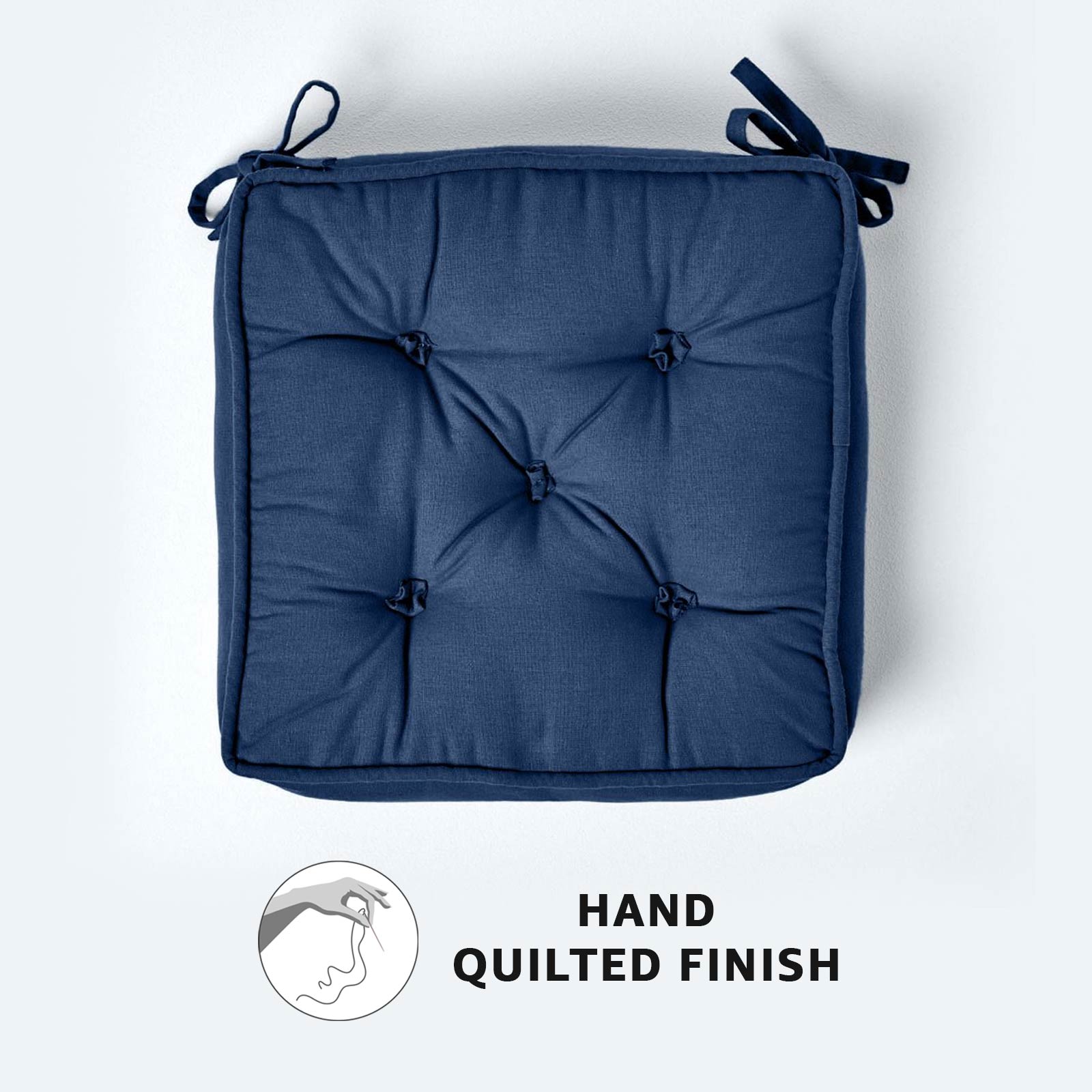 Cotton Dining Chair Booster Cushion | 40cm x 40cm | Navy Blue