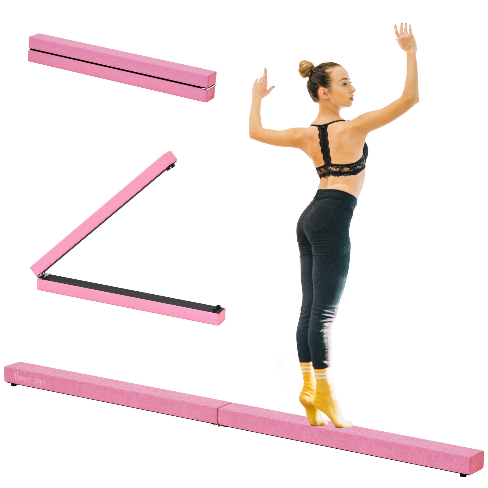 Balance Beam Trainer 2.4m Kids Suede | Pink