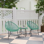 Rattan Bistro Set With Acapulco Chairs And Glass Table | Green