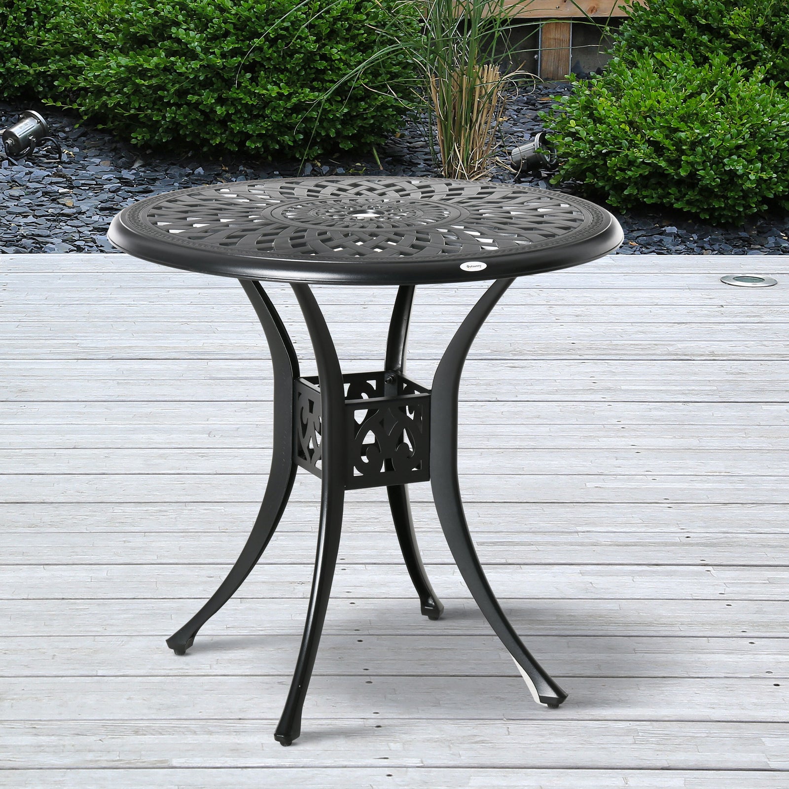 78cm Antique Round Garden Table With Parasol Hole