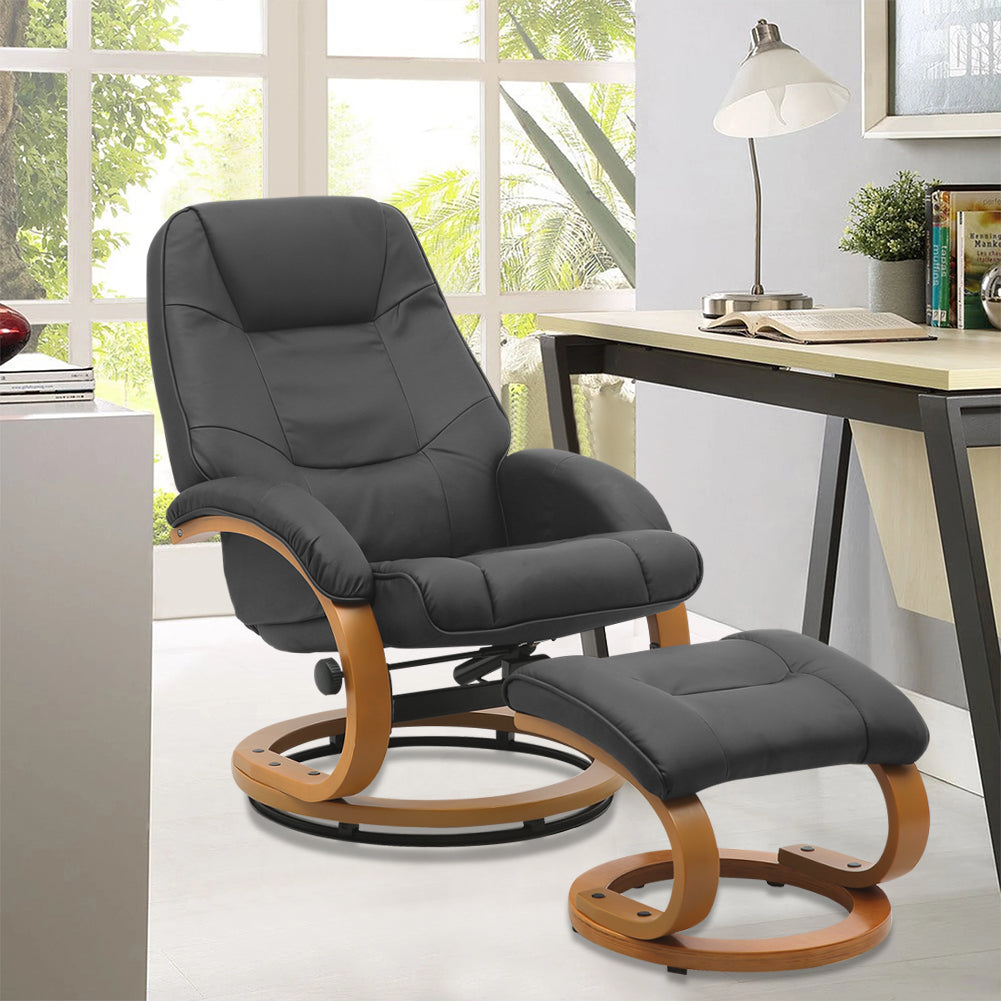 Ergonomic Executive Office Reclining Chair With Footstool | Black
