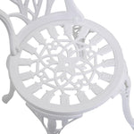 3 Piece Patio Bistro Set, Aluminium Garden Table And Chairs | White