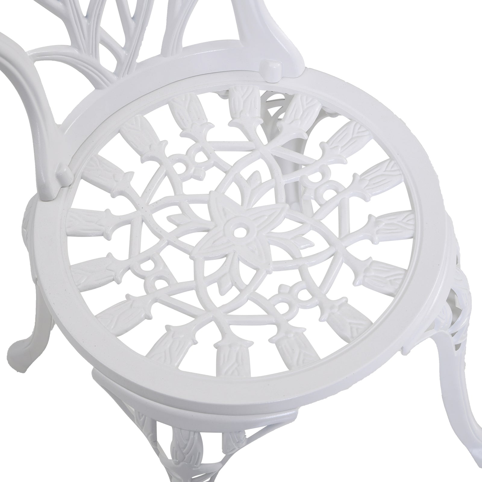 3 Piece Patio Bistro Set, Aluminium Garden Table And Chairs | White