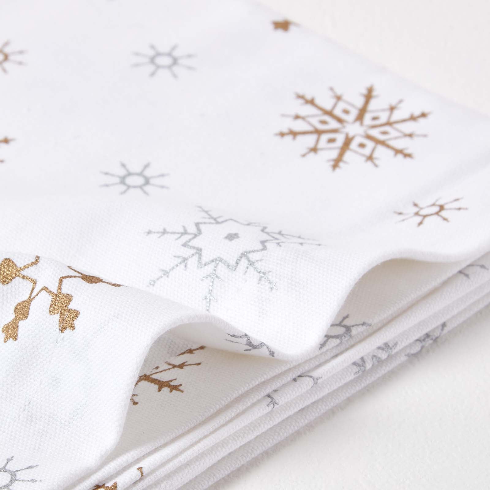 Gold Snowflake Christmas Tablecloth | 137 x 228cm | White