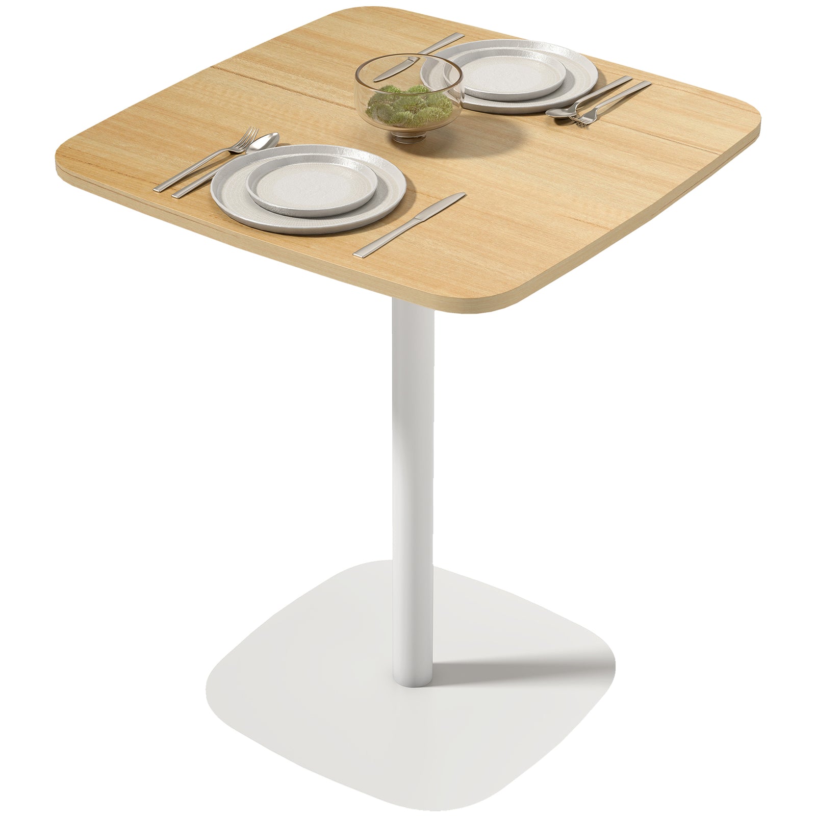 HOMCOM Dining Table For 2, Small Kitchen Table With Wood Veneer Top, Natural
