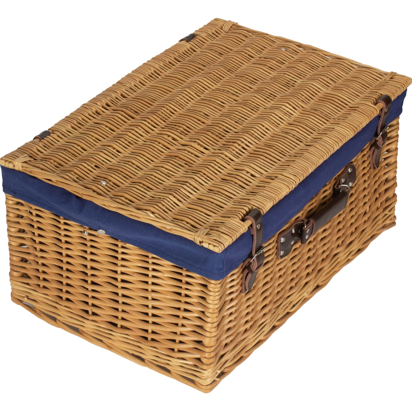 Wicker Buff 60cm Picnic Basket | Blue