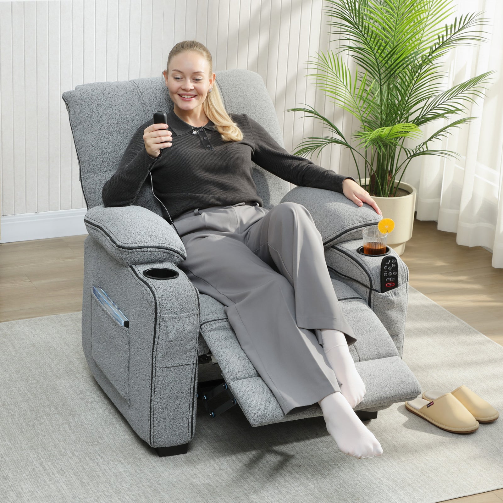 HOMCOM Electric Massage Recliner Armchair With Heat, Power Reclining Chair