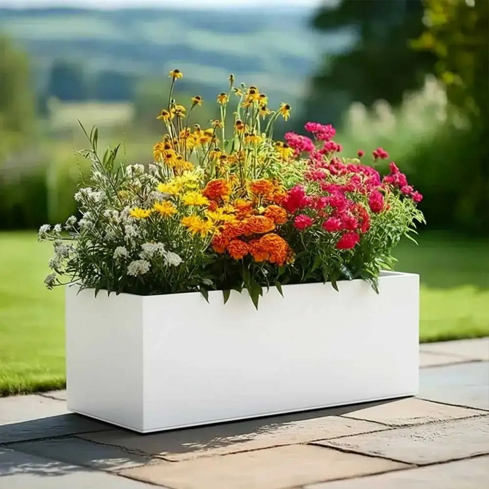 Zinc Galvanised Trough Planter | 70cm x 24cm x 24cm | White