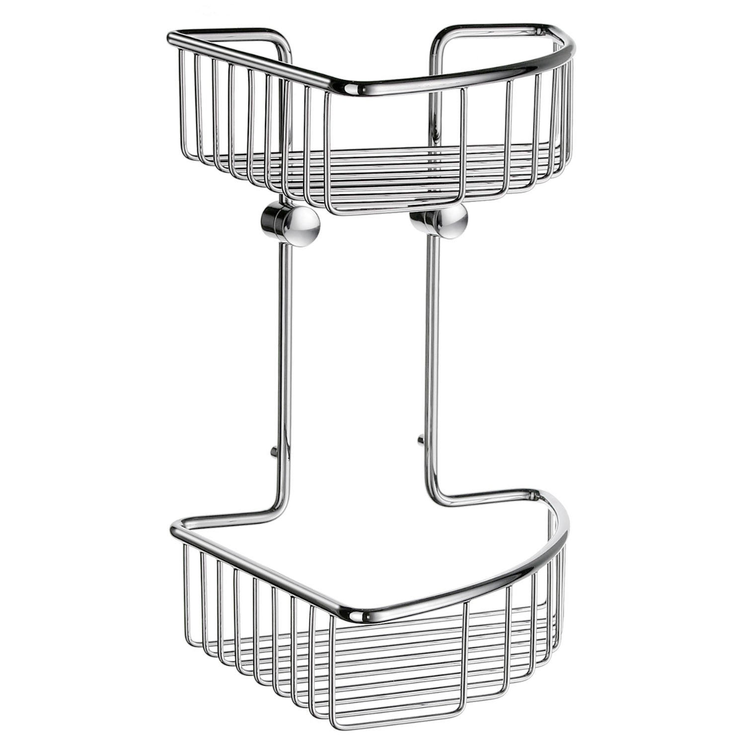 Polished Chrome Two Tiered Corner Shower Basket Soap Caddy | Polished Chrome