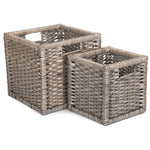 Wicker Wooden Framed Split Willow Storage Basket | Set-of-2 | Brown